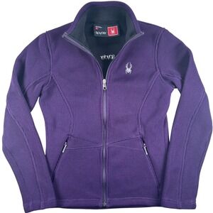 Spyder Full Zip Sweater Jacket Women S Purple Ribbed Knit Gorpcore Athleisure